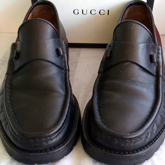Gucci Mens Laredo Calfskin Mens Horsebit WithoutBit Loafers 7D